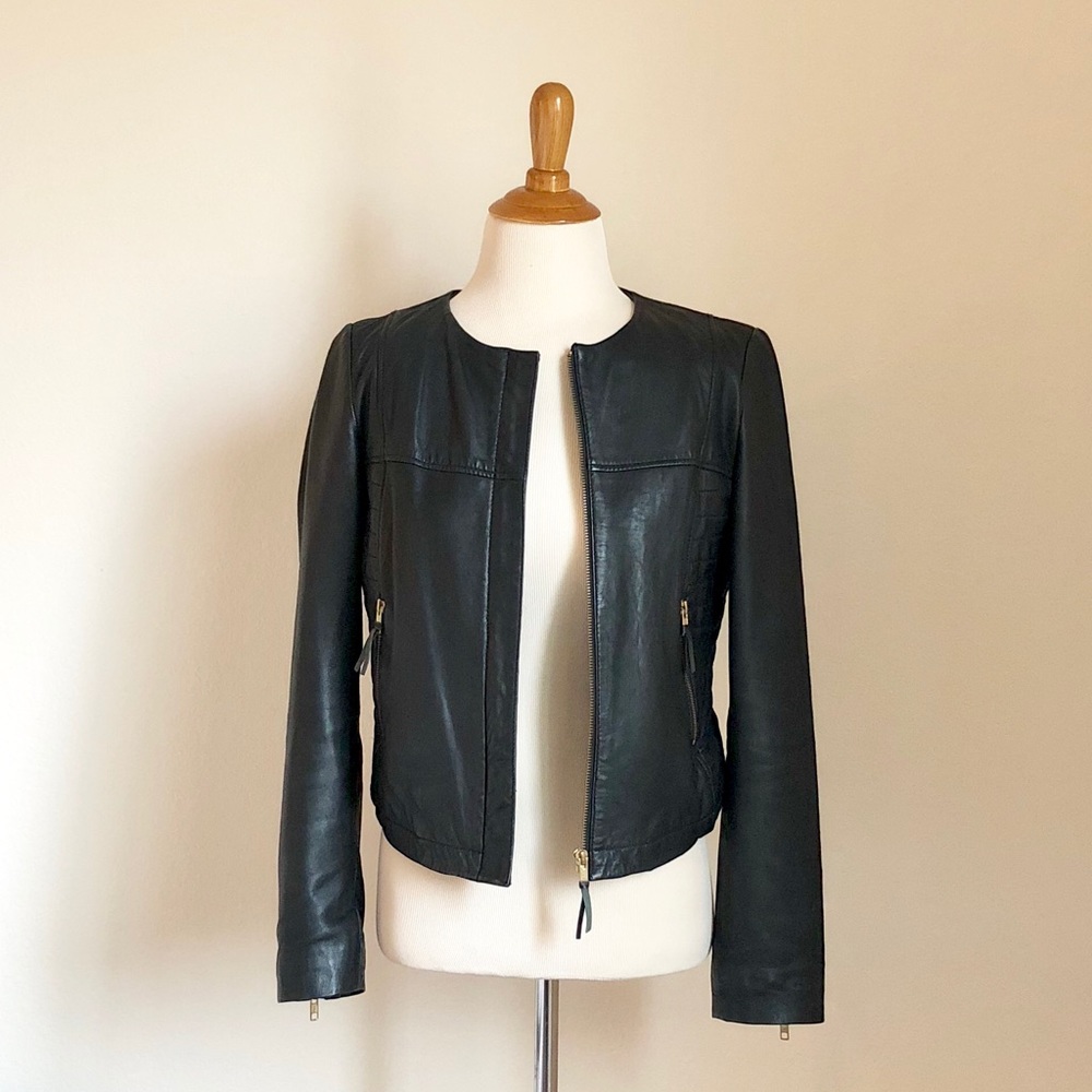 Mango Fitted Leather Jacket
